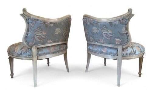 ENC-1172:Pair - 1950s Maison Jansen Inspired Asymmetric Boudoir or Parlor Chairs - Picture 8 of 18
