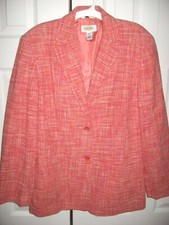 Womens Pink Orange Heathered TALBOTS Lined Silk Blazer Jacket 8 ss