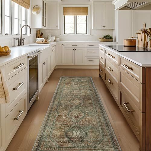 Runner Rug Machine Washable Hallway Runner Rugs, Non Slip Low Pile 2x7 Brown - Bild 3 von 6