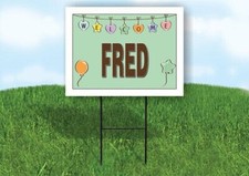 FRED WELCOME BABY GREEN 18 in x 24 in Yard Sign Road Sign with Stand