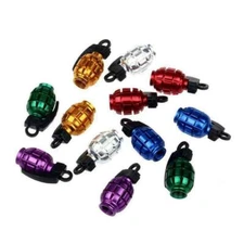 4pcs Tire Wheel Valve Stem Cap Set Metal Grenade Bomb Air Dust Cover Caps Trim