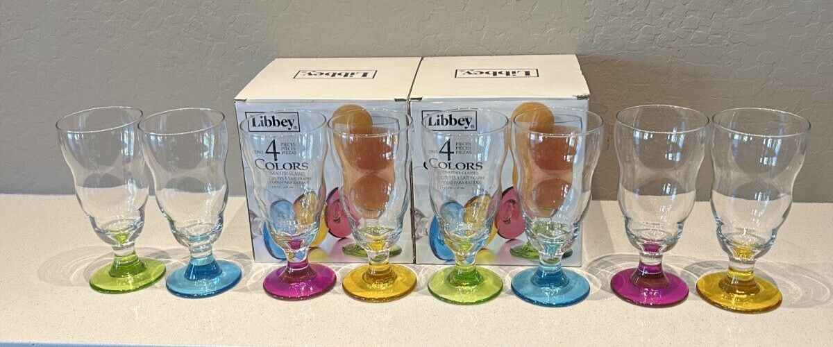 8-Piece Set of Libbey Colorful 15.5 oz Smoothie Sundae Glasses 7