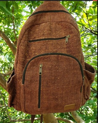 HANDMADE HEMP BACKPACK UNISEX LAPTOP BACKPACK EVERYDAY USE BAG