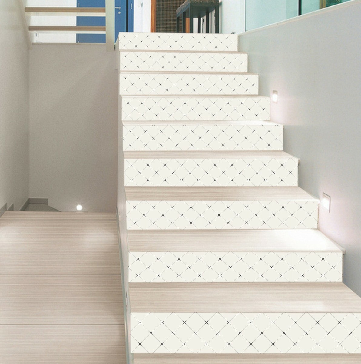 Déco Contremarches D'escalier 3D Simple White 205NA - Papier Peint Mural Adhésif
