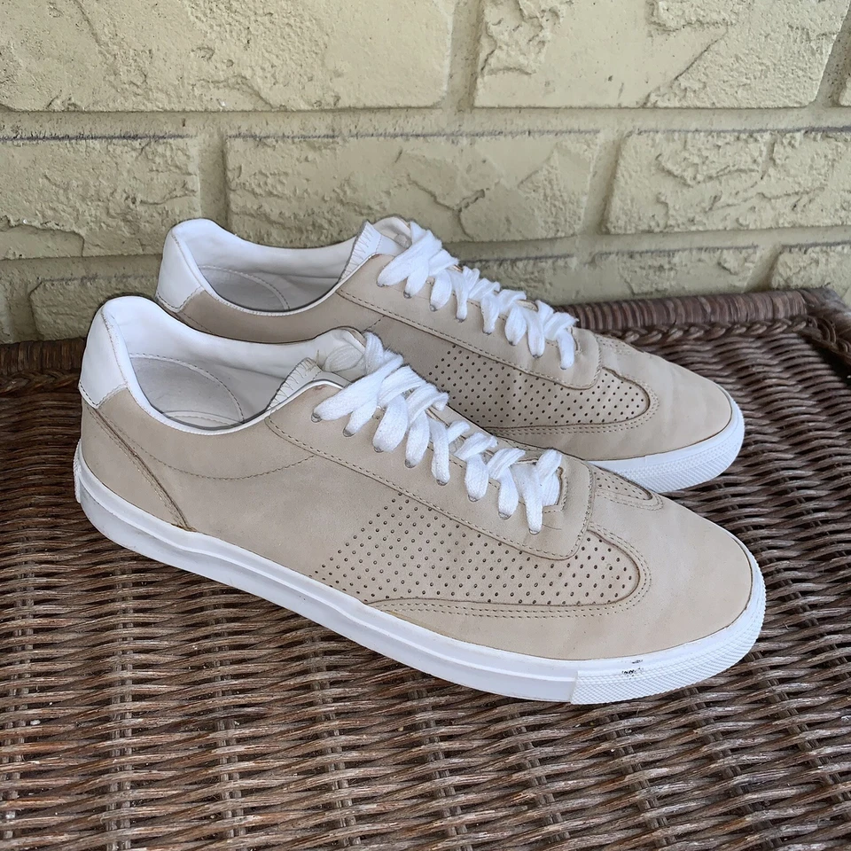 Zapatillas deportivas Zara para mujer 41 (US 10) beige gamuza perforada cuero con cordones zapatos Foto 3 de 4