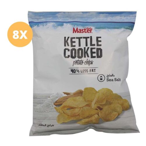 8 Pack X Master Chips Potato Kettle Cooked Sea Salt 40% Less Fat ( 45 Gram) - Afbeelding 1 van 1