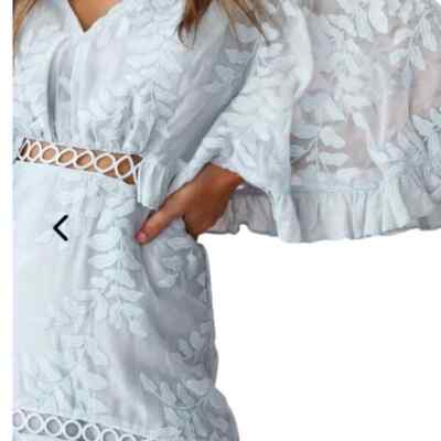 NWT SELFIE LESLIE CASPAR LEAFY EMBROIDERED DRESS BABY BLUE | eBay