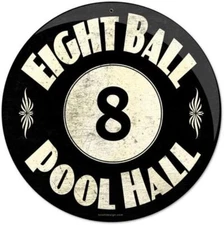 Tin Metal Signs Home Décor 8x8 Ball Pool Hall Round Retro Vintage Bar Poster S