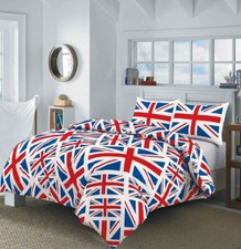 Image of REVERSABEL PRINTED DUVET COVER QUILT COVER SET WITH PILLOW CASES (Union Jack)