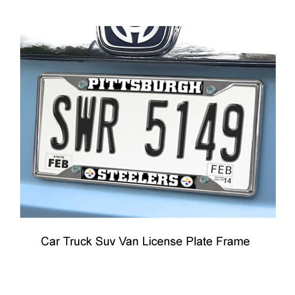 Nuevo marco de matrícula de metal cromado para auto camión de los Pittsburgh Steelers de la NFL Foto 2 de 3