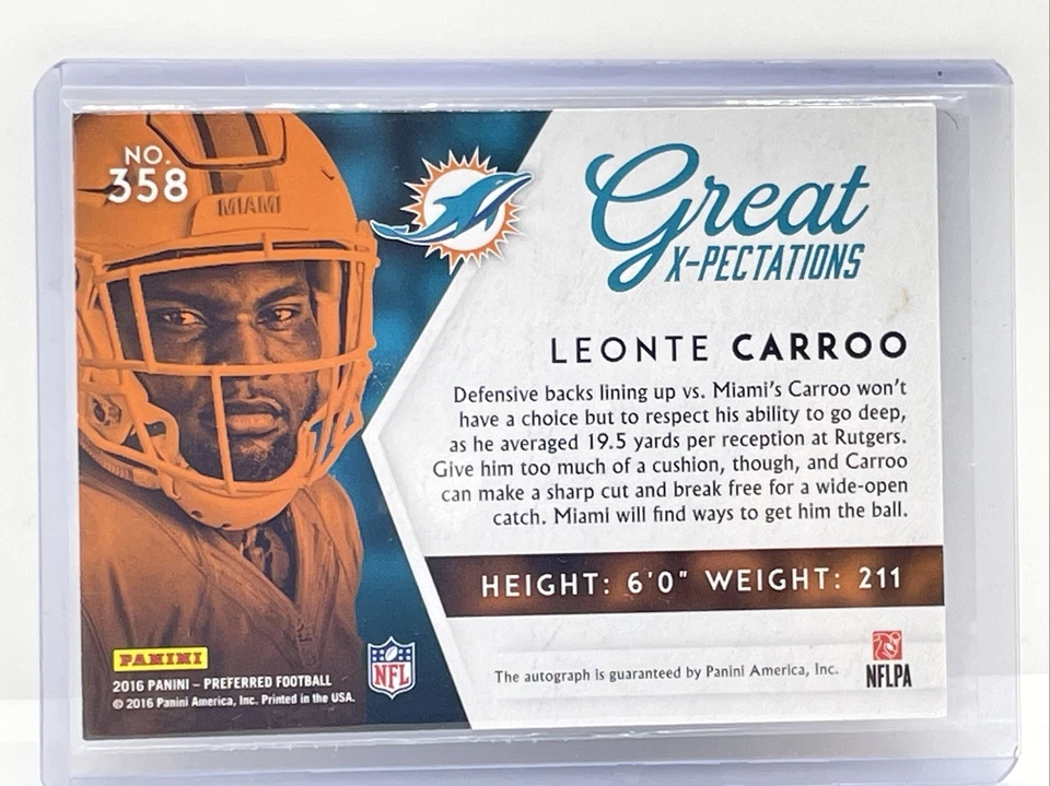 2016 Panini Preferred - Great X-Pectations Gold #358 Leonte Carroo /10 (AU, RC) - Image 2 of 2
