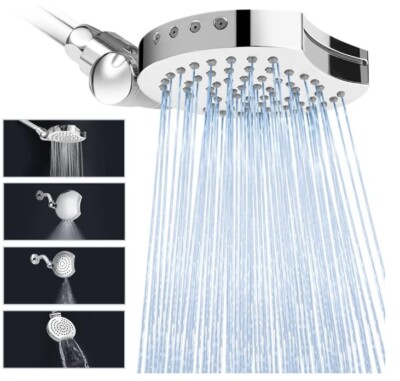 Shower Head High Pressure, 4 Modes Fixed Rain Shower Head with ...