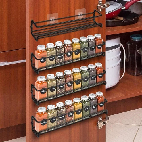 4 Packs Spice Rack Organizer Wall Mount Hanging Shelves Holder for Kitchen Door - Picture 2 of 14