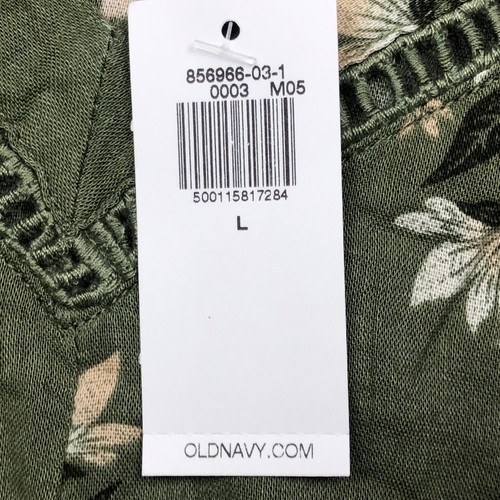 Blusa Old Navy Mujer Talla L Verde Estampado Floral Ojales - Imagen 5 de 8