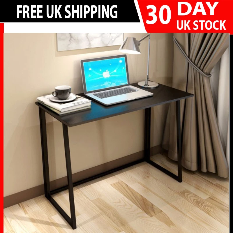 Folding Laptop Desk PC Home Office University Wood Study Student Table Black
