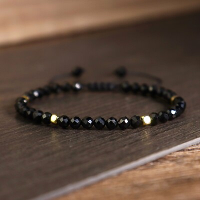 Natural Black Tourmaline Bracelet Protection Crystal Healing Bracelet