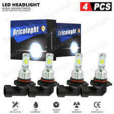 9005 9006 LED Headlights Kit Combo Bulbs HIGH LOW BEAM Super White Bright 4-Pack