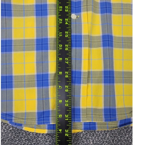 Faconnable Hemd Herren XL blau gelb kariert Freizeit Knopfleiste Langarm - Bild 8 von 11