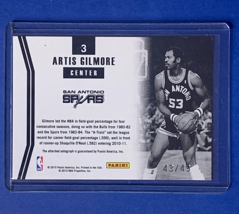 2010-11 Donruss Masters AUTO 43/49 Artis Gilmore #3 HOF Basketball Card R3 - Image 4 of 4