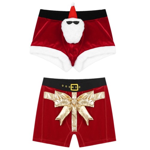 Para Hombres Navidad Tema Fiesta Disfraz Papá Noel Divertido Terciopelo Pantalones Cortos Boxer Calzoncillo - Imagen 2 de 50