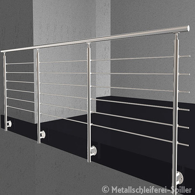 Edelstahl Geländer Balkon Handlauf 6 Traversen vorgesetzte Montage 500-2600 mm