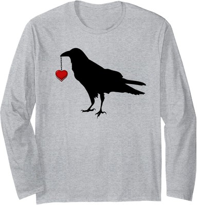 Blackbird with Heart Crow Long Sleeve T-Shirt