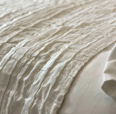 Luxus Überwurf Rüsche cremefarben weich gemütlich 150x200 cm großes Bett 