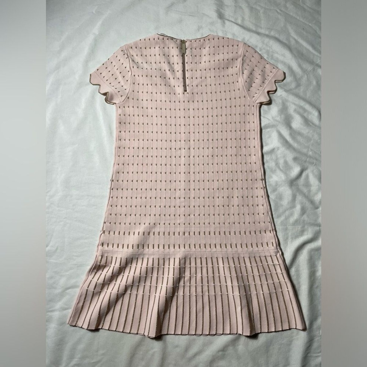 ted baker pink and gold dress TED BAKER London FOELEE Dress PINK ROSE GOLD Crystal Stud MAXI Formal Gown Sz 2