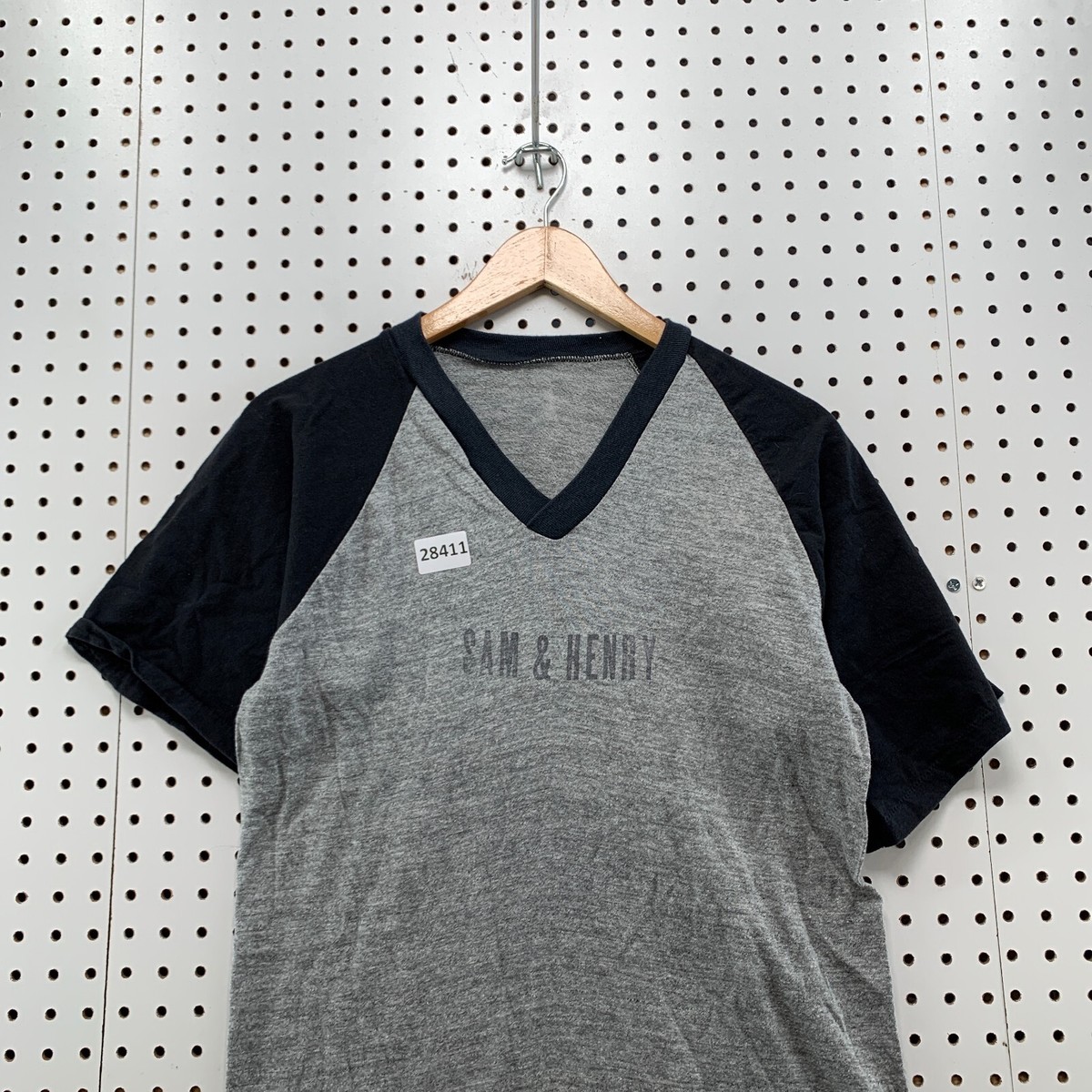 Vintage 70s Russell Athletic Shirt Gray Black V Neck SAM & HENRY