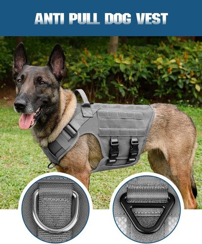 Tactical Dog Harness - PETNANNY Service Dog Vest Mesh Dog Harness for Large Dogs - Picture 5 of 7