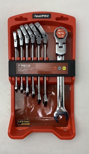 ToolPro 7 Piece Metric Ratchet Flex Head Combination Spanner Set