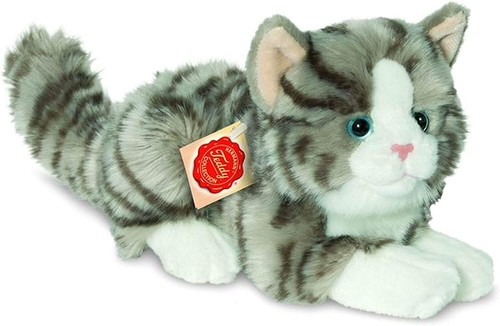 Teddy Hermann Katze grau liegend 20 cm 90691 Kuscheltier Plüschtier Stofftier - Bild 2 von 7