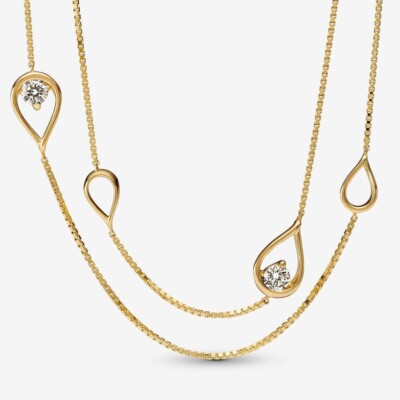Pandora Infinite Lab-grown Diamond Long Pendant Necklace carat tw 14k  Gold
