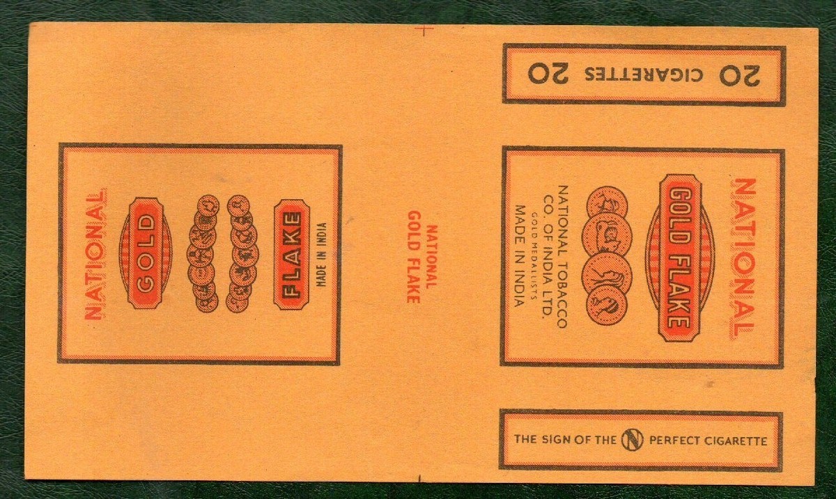 Old EMPTY paper cigarette packet National Gold Flake INDIA #065