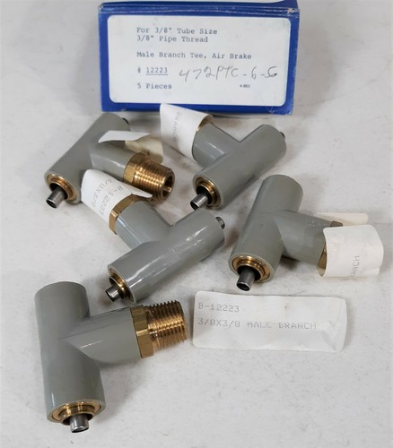 (BOX of 5) Bowman 12223 Male Branch Tee, 3/8" Tube 3/8" NPT, Push Lock Air Brake - Picture 3 of 5