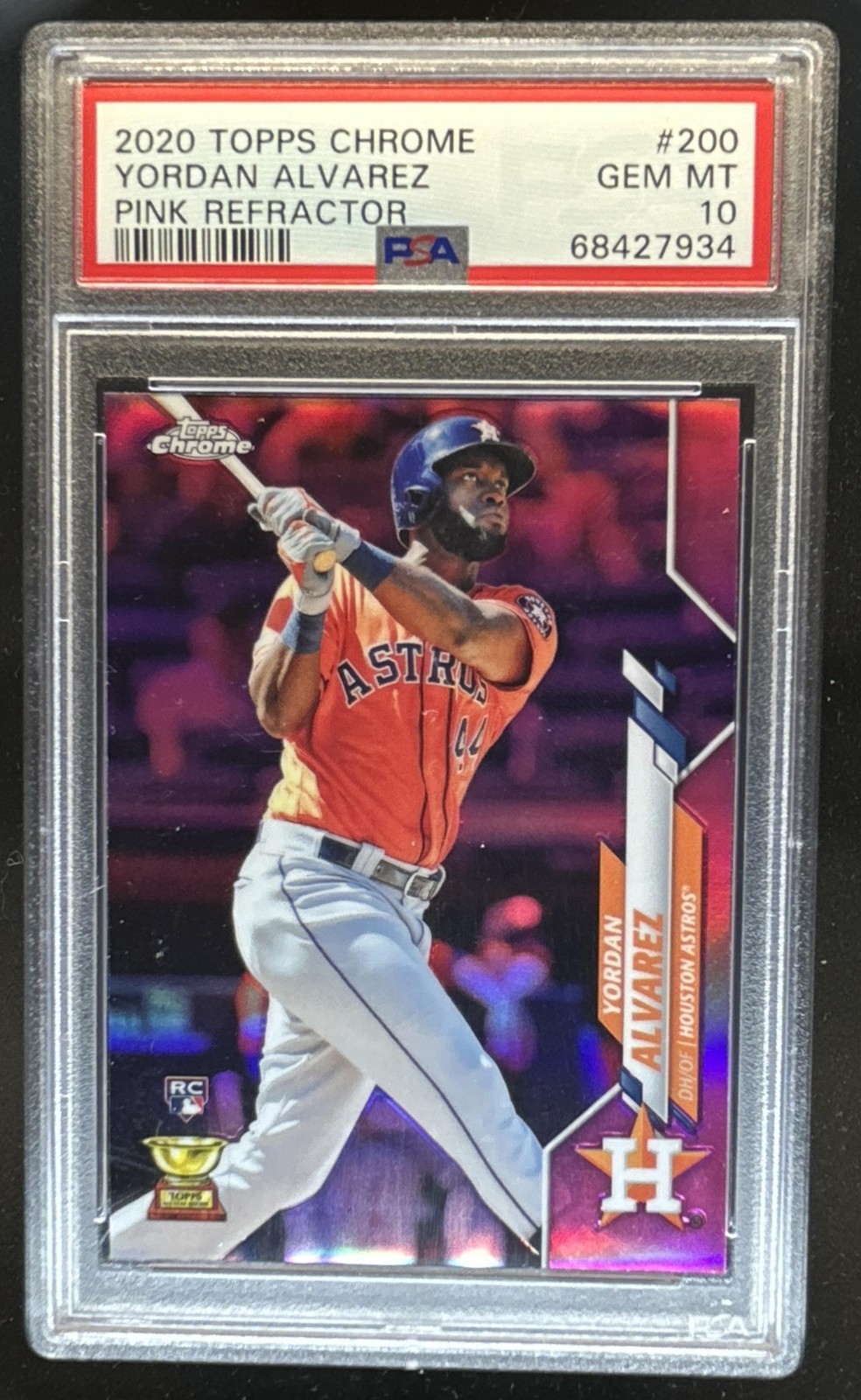 2020 Topps Chrome Yordan Alvarez RC Pink Refractor Rookie #200 Astros PSA 10