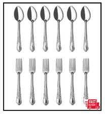 Forks and Spoons 12 Pieces Stainless Steel Cutlery Silverware Flatware Tableware