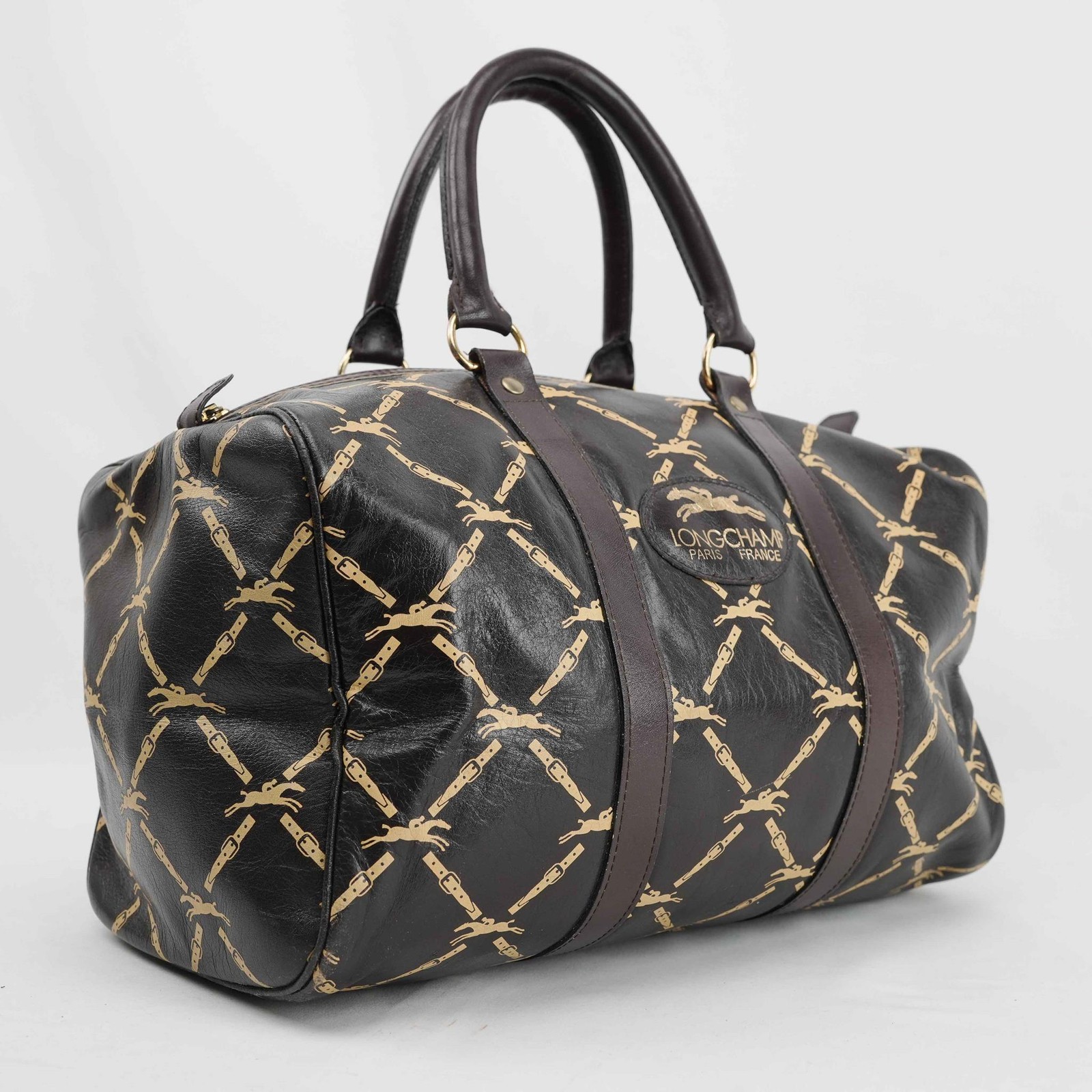 Authentic Longchamp Vintage Monogram Leather Bost… - image 9