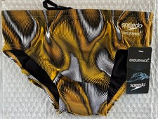 NWT Mens Speedo Gold Endurance Competitive Swim Briefs Size 28 w/Box