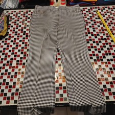Vtg 70's Harris Polyester HOUNDSTOOTH Leisure Suit Disco Slacks Pants M: 34x29