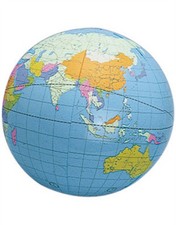 US Toy Inflatable Earth Globe Beach Ball 12 Inch Diameter