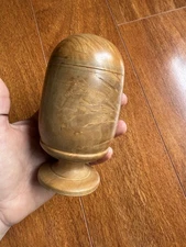 Wooden Lidded Pedestal Footed Container Jar Bowl Turned Wood Pill Silverer??