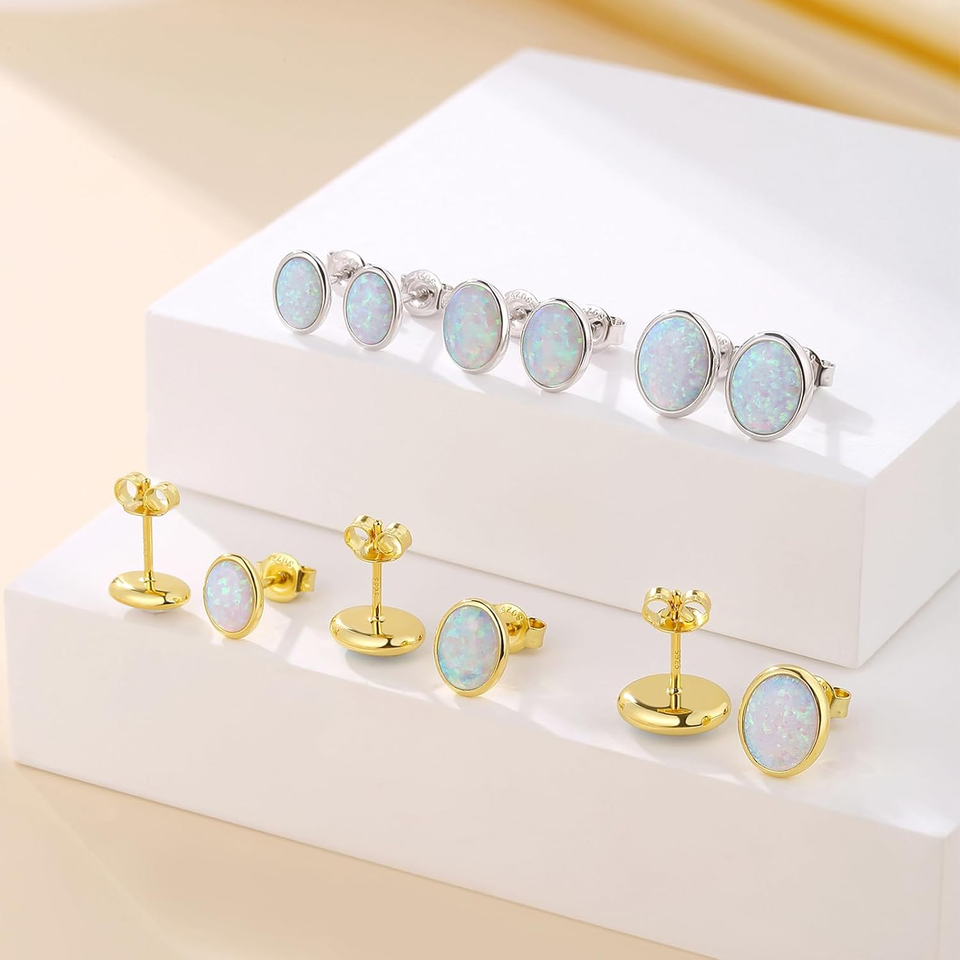 Orecchini Grigi Eleganti Orecchini A Perno In Argento Sterling 925 - Foto 8