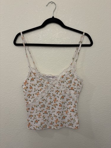 Charlotte Russe Women's Floral Knit Lace-Trim Camisole Tank Adjustable Straps M