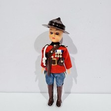 Vintage Canadian Mountie Celluloid Sleepy Eye Boy Doll 6 Tall