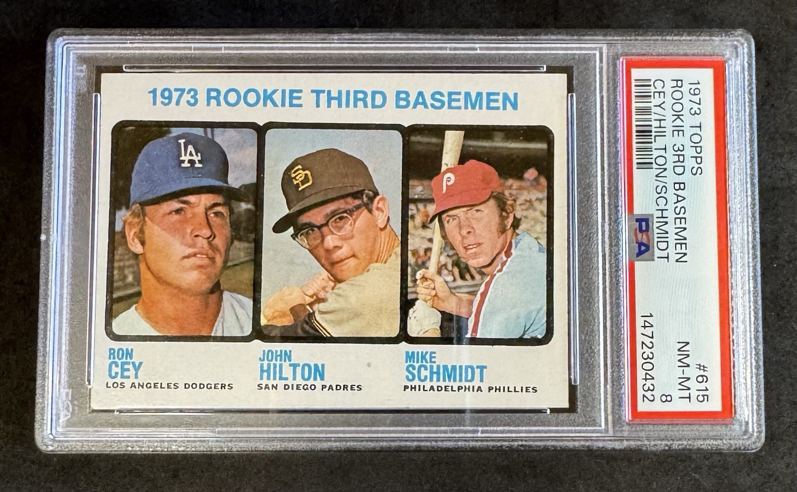 1973 Topps Mike Schmidt Ron Cey John Hilton Rookie #615 Near Mint To Mint PSA 8