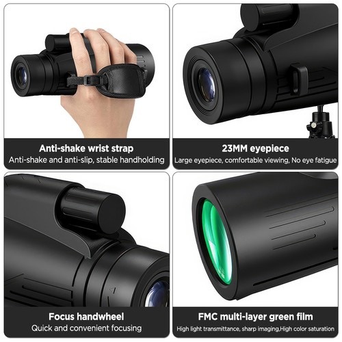 12×50 Zoom Monocular Scope Telescope BAK4 FMC Smartphone Adapter Tripod Portable - Picture 11 of 24
