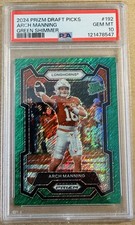 Arch Manning 2024 Panini Prizm Draft Picks Green Shimmer Rated RC /8 PSA 10 #192