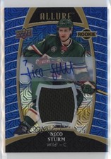 2019 Upper Deck Allure Blue Line Jerseys Rookies 55/99 Nico Sturm #70 Auto 14md