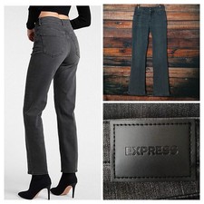 EXPRESS Jeans Size 10 High Rise Straight Washed Black Denim Stretch